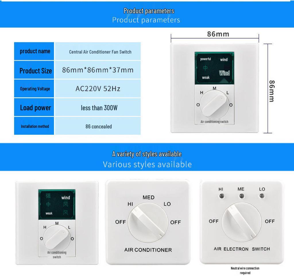 Термостат BC103: Фанкойл типа 86 с 3-скоростным управлением кондиционером