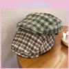 Trendy Grid Retro Print Newsboy Cap Windproof Warm Features Casual Streetwear