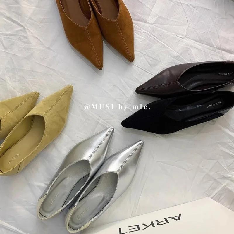 Fashion Pointed Toe Women Shoes 2024 Autumn Fashionable and Versatile Ladies Shallow Mouth Shoes Elegant Simple Dress Shoes for Women