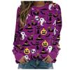 Women's Casual Hoody Halloween Pumpkin Lamp Print Ghost Bat Sweatshirts Long Sleeved O Neck Fashion Hoodies Female Tops