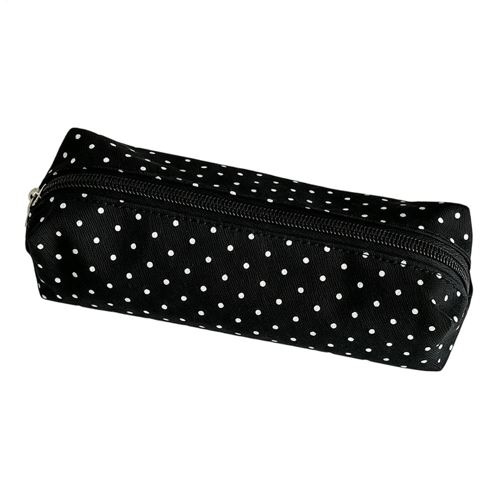 Dot Pencil Case Canvas Polka Simple Aesthetic Stationery Pouch Portable Small Storage Bag For Students Back To School Supplies