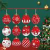 12pcs Christmas Gift Decoration Wooden Xmas Ball Pendant Christmas Tree Hanging Home Room Decor Outdoor Accessories