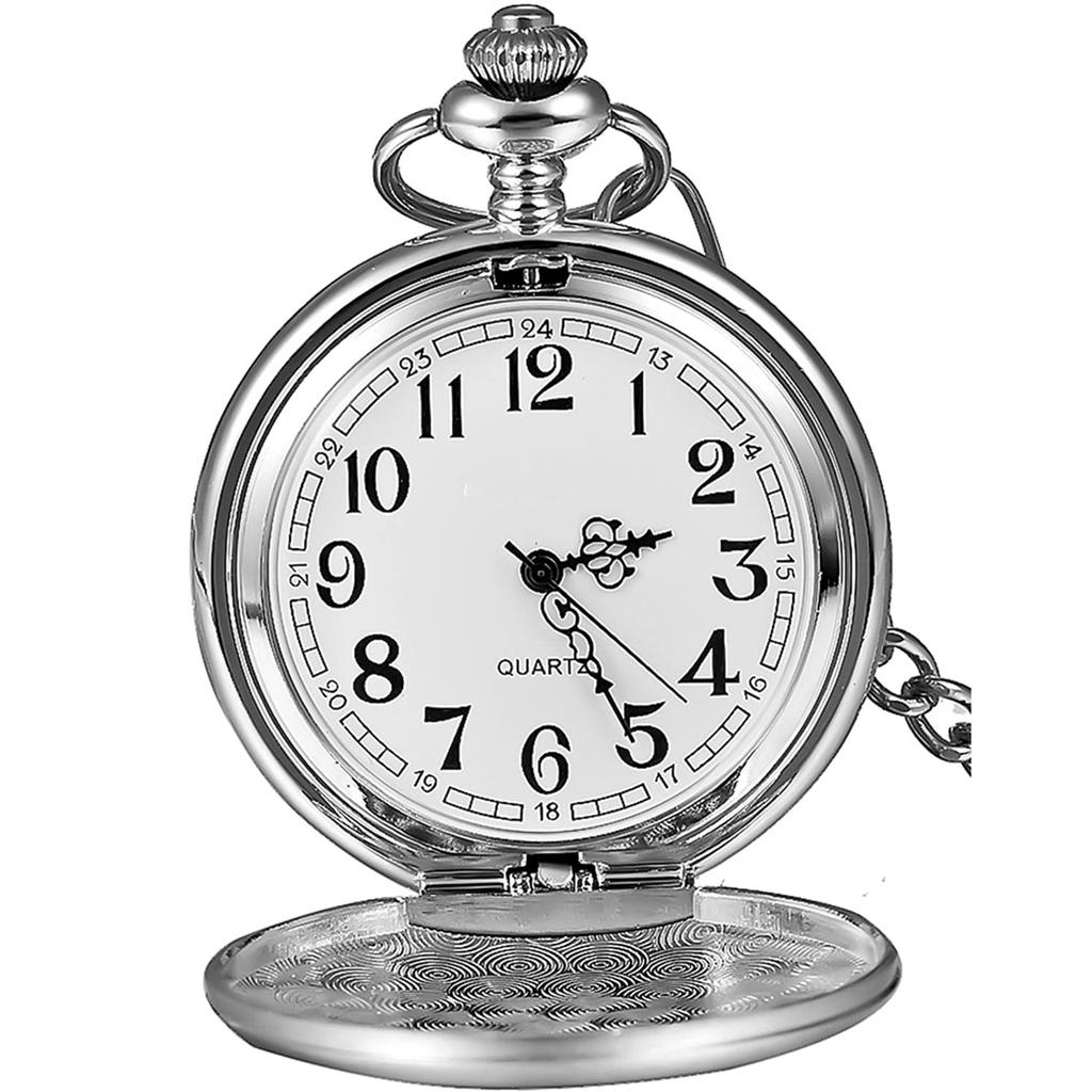 Винтажные карманные часы Кварцевые карманные часы Механический механизм Карманные часы Гладкие Серебристая сталь Мужские часы Карманные часы с ручным заводом