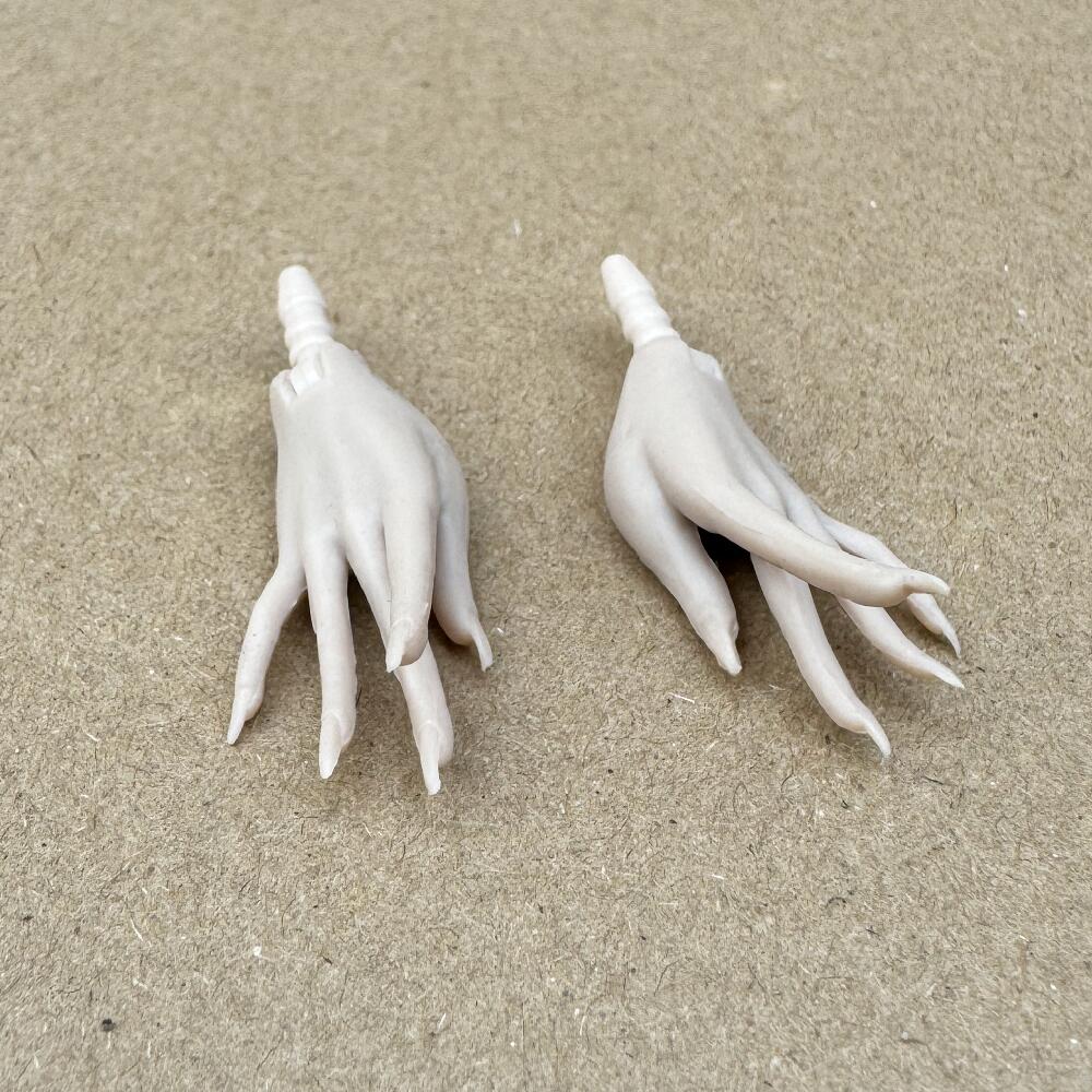 1 пара MENGF Япония Белые Сменные Руки с Длинными Ногтями Разные Жесты Универсальные для Куклы 1/6 FR/IT DIY Маникюр