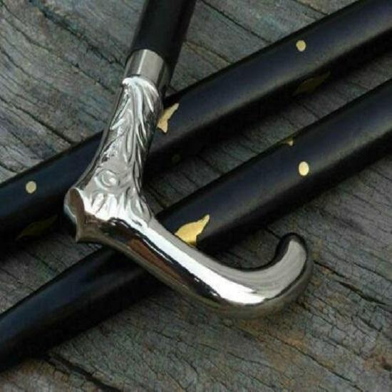 Твердая серебряная латунная ручка антикварная викторианская трость деревянная трость женский и мужской стиль взрослый унисекс дизайн