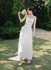 Elegant French Bride Strappy Satin Wedding Dress - Mori Style Formal Gown for Women