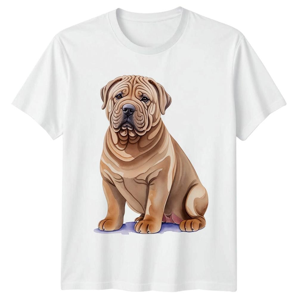 Shar Pei Dog Watercolor TShirt Wrinkled Dog Breed Tee