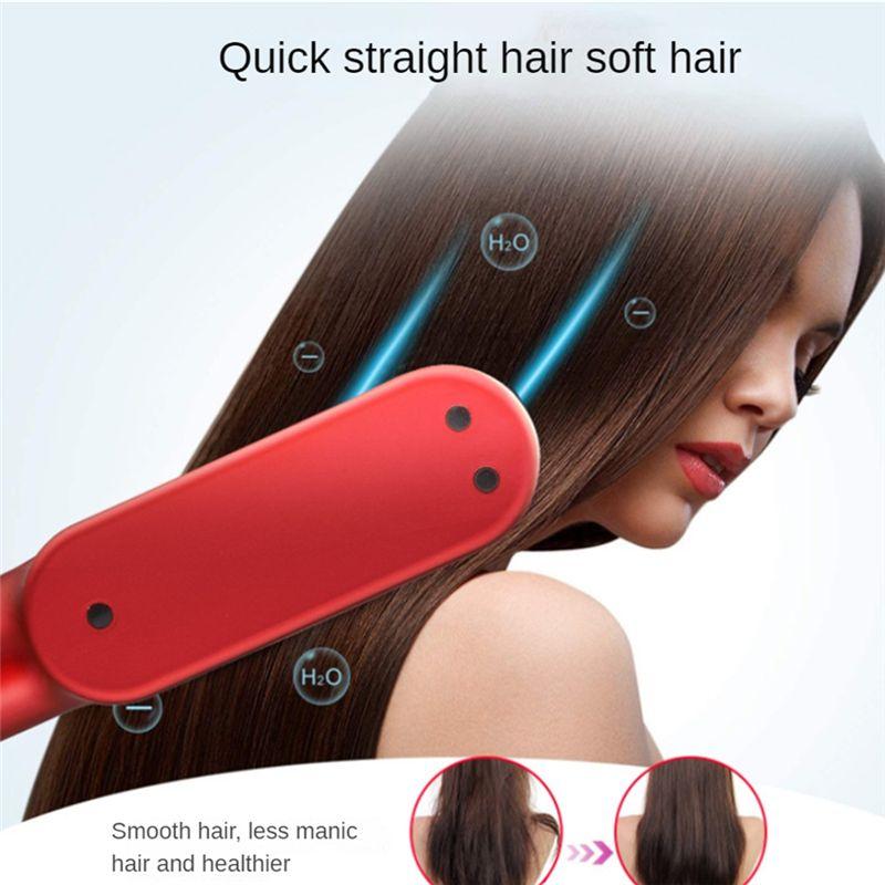 Beauty Wireless Hair Straightener Professional USB Hot Comb Quick Hair Heated Electric Straightening Curling Styling Tool,B