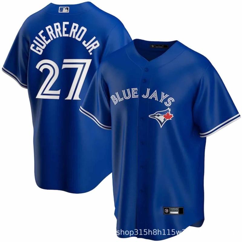 Mens Embroidered MLB Toronto Blue Jays Baseball Jersey Sportswear Loose Fit Cotton Blend Tee Fans