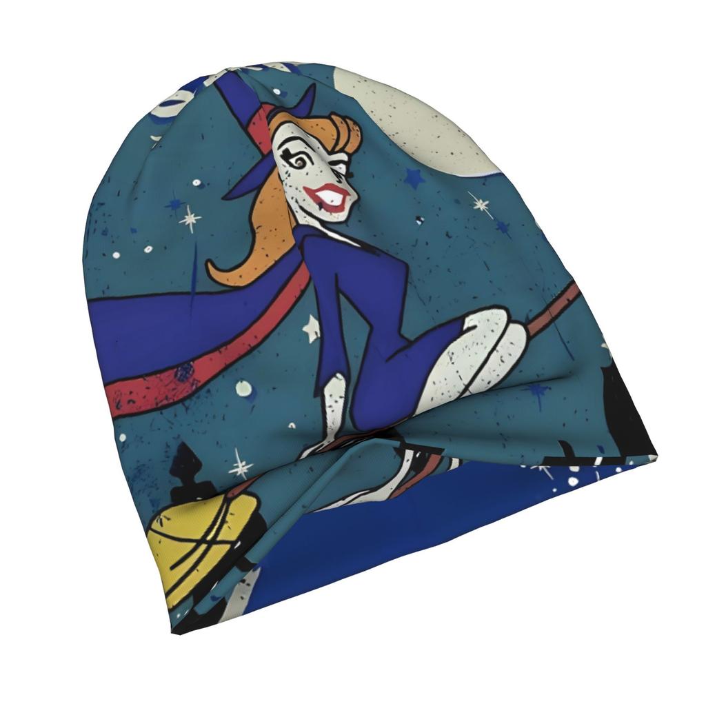 2D Flat Printing Witch Anime Knit Hat with Subtle Fashion Details, Ideal for Adults Seeking Texture And Character in Cold-Season Daily Wear, for Hallo