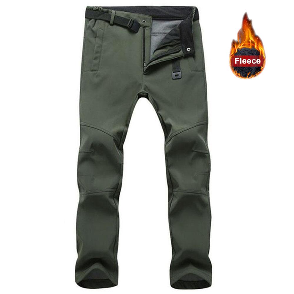 Men Winter Waterproof Climbing SkiingTrekking Fleece Fishing Tactical Pants Cargo Pants Camping Hiking Trouser