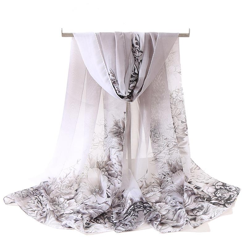 Chiffon Scarf for Women In Summer Ethnic Style New Style Gauze Scarf Korean Version for Women Versatile Sun Protection Shawl