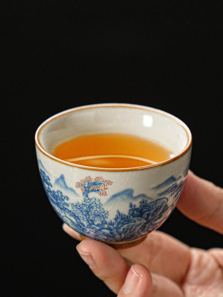 Huang Ru Kiln Retro Teapot Landscape Ceramic Teaware Simplicity Small Household Light Luxury High-end Kung Fu Tea Cup Tea Tray