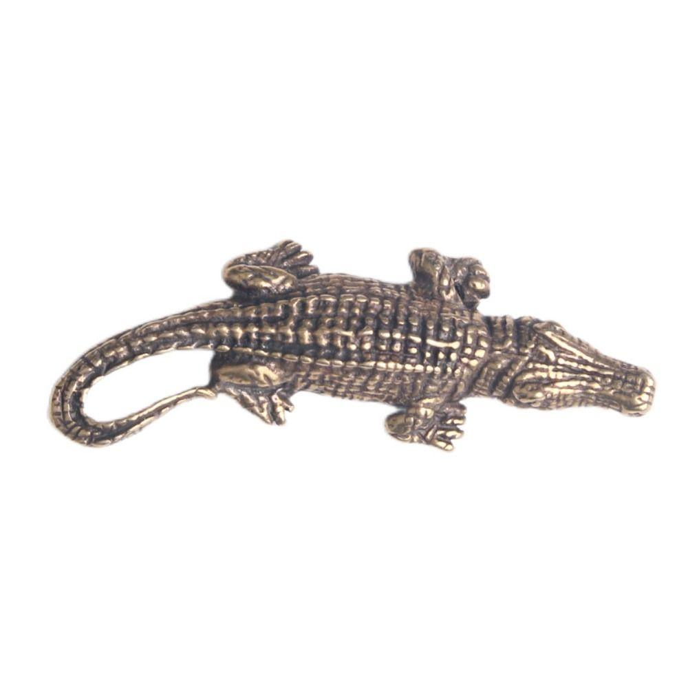 Brass Crocodile Statue Small Key Chain Vivid Animal Model Home Decor