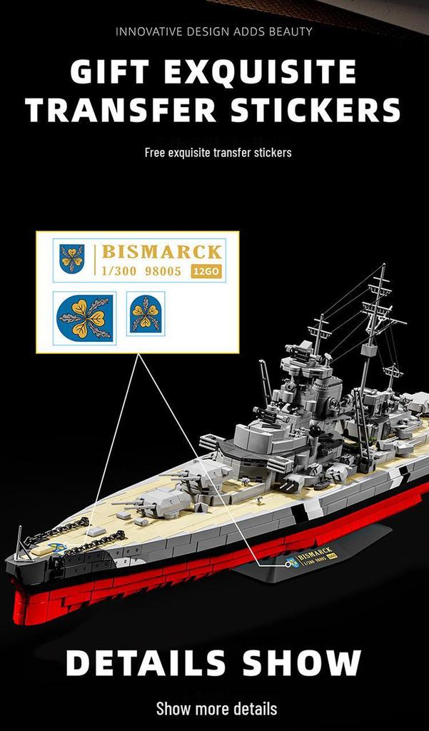 Совместимый LEGO 12GO98005 Броненосец Бисмарк Высокосложные Образовательные Строительные Блоки DIY Игрушка Подарок