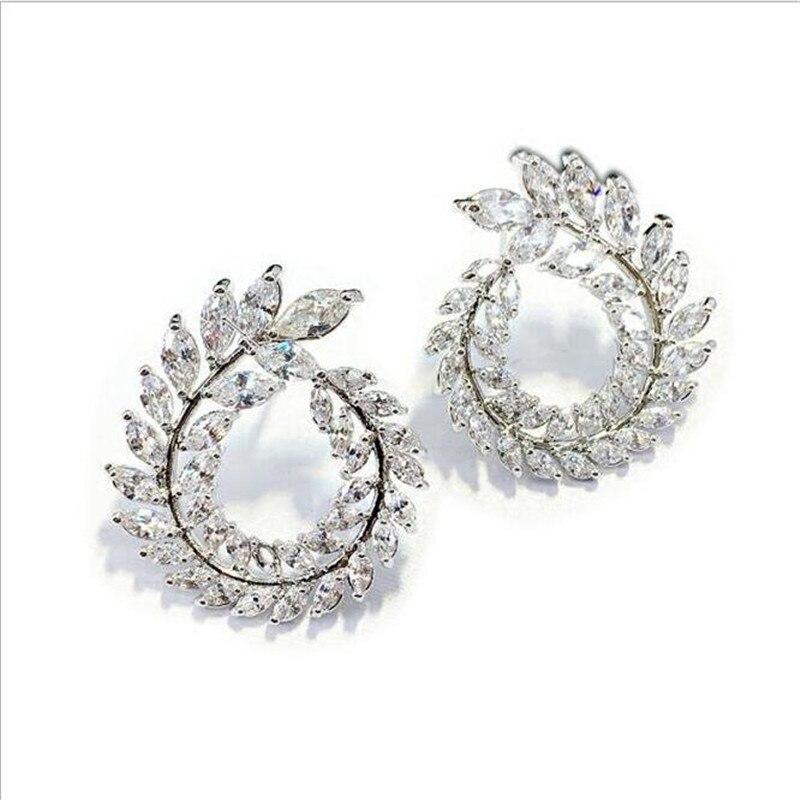 Классические модные украшения из стерлингового серебра 925 пробы, белые прозрачные серьги-гвоздики с цирконием AAAAA Eternity, женские серьги-гвоздики