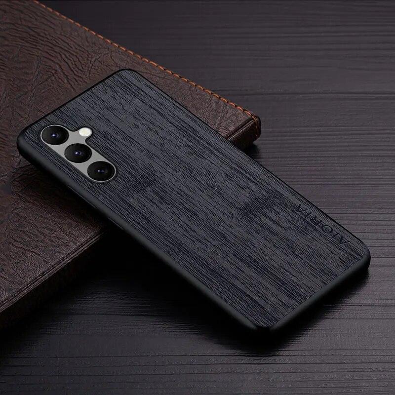 Case for Samsung Galaxy A14 A15 A25 A35 A24 A34 A54 Funda Bamboo Wood Pattern Leather Cover Luxury Coque for Samsung A54 Case