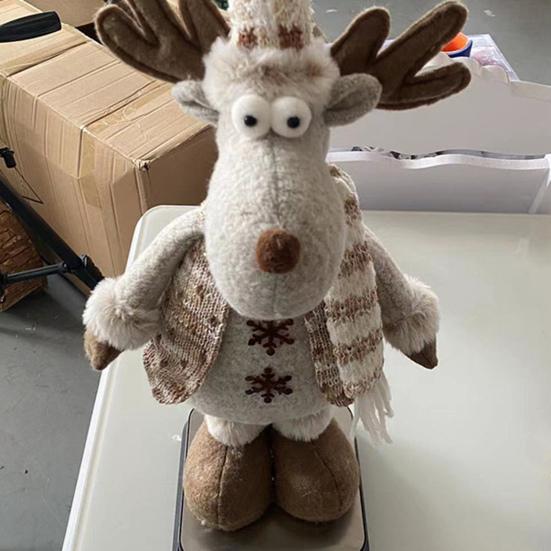 Рождественская кукла-снеговик, украшение, выдвижные длинные ноги, вязаный шарф ручной работы, плюшевые наушники, Рождественский настольный орнамент в виде лося, праздничный праздничный подарок