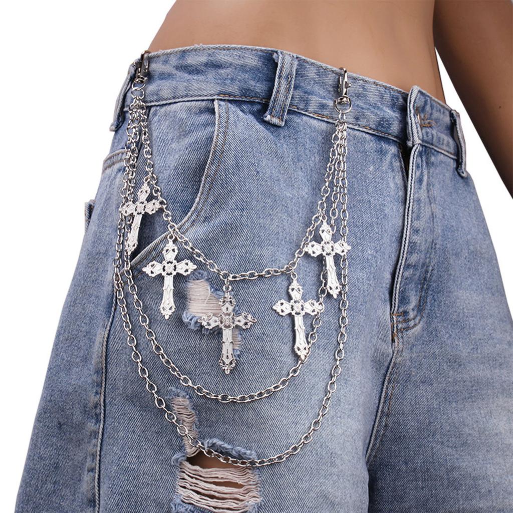 Hip Hop Pants Chain Punk Rock Jeans Chain Wallet Chains Unisex Trousers Chain Y2K Gothic Aesthetic Accessories