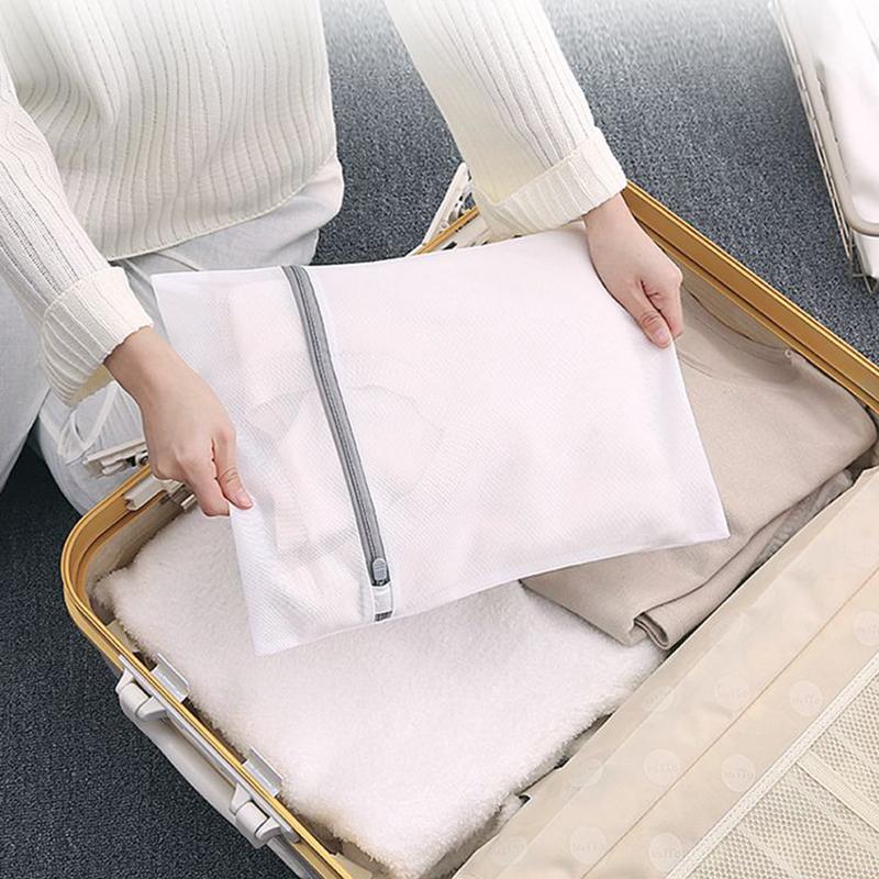 White Durable Large Washing Laundry Bag Mesh Organizer Net Dirty Bra Socks Underwear Shoe Storag Wash Machine Cover Clothes