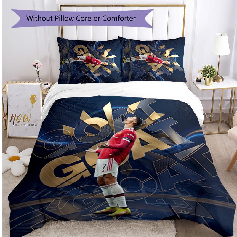 Cristiano Ronaldo Printed Bedding 3 Piece Set Cozy Breathable Bed Cover Set as Housewarming Holiday Gift