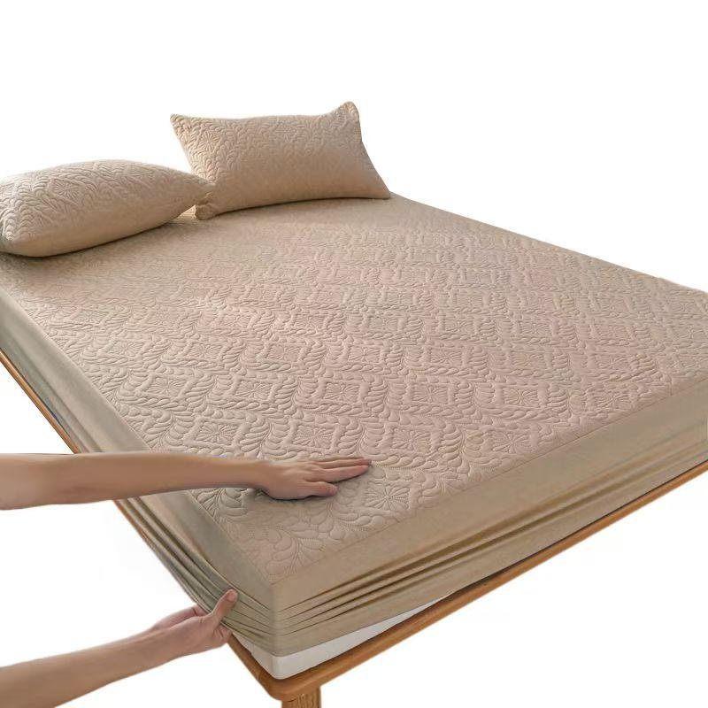 2026 Водонепроницаемый Однотонный Стеганый Тисненый Наматрасник Простыня-чехол для Матраса Толстая Мягкая Подкладка для Кровати (Нет наволочек)