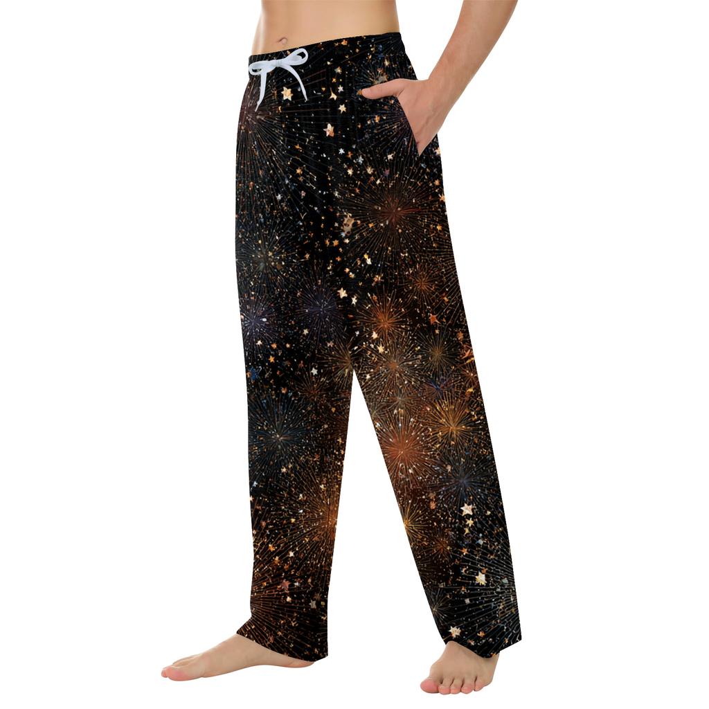 Мужские домашние мягкие пижамные штаны со шнурком и карманами, повседневные спортивные штаны