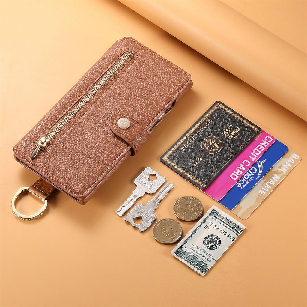 Кошелек-чехол-книжка для Samsung Galaxy S26 S24 S25 Ultra S23 FE S22 Plus A56 A55 A57 Кожаный ремешок Отделения для карт Застежка-молния LSW-02