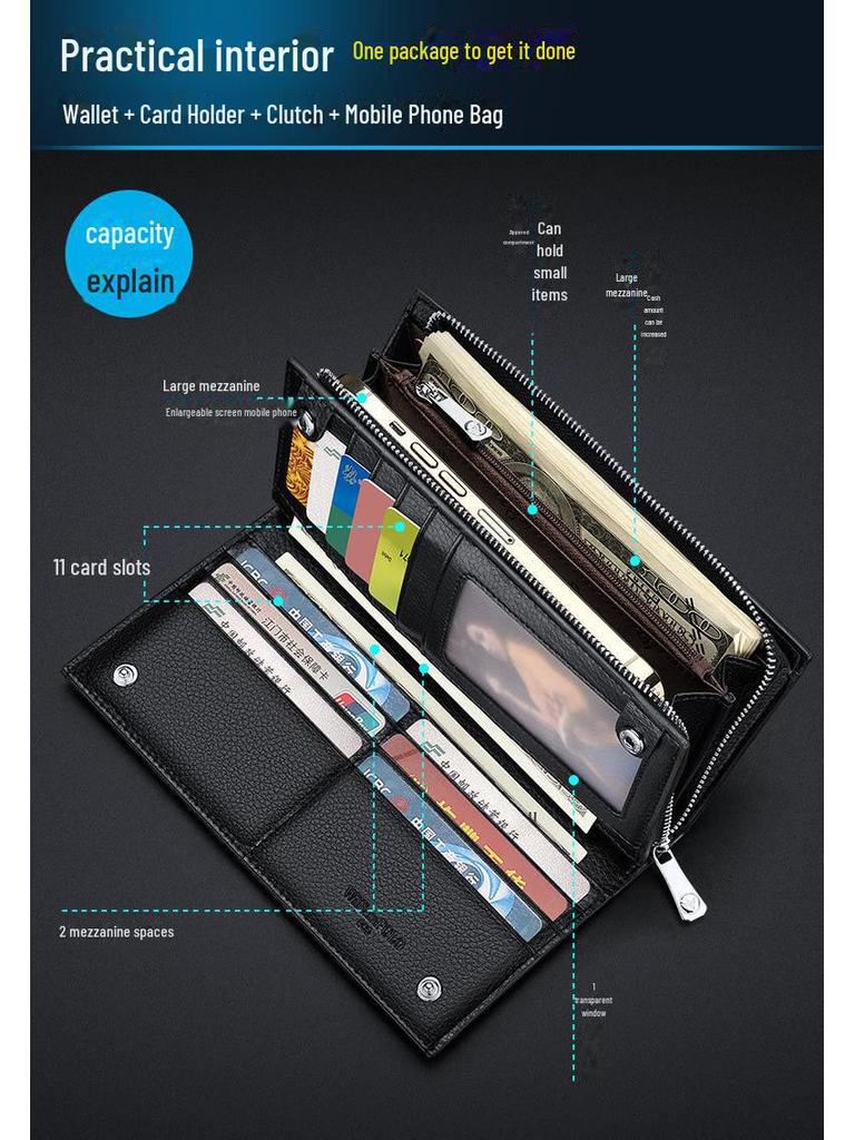 Мужской длинный кошелек и держатель для карт King Paul из натуральной кожи с отделениями для нескольких карт