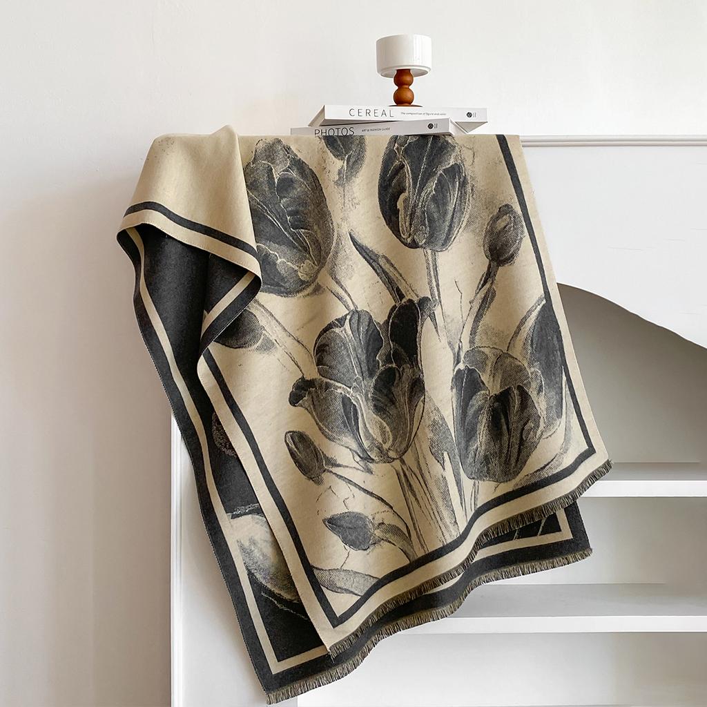 Luxury Design Winter Two-Sided Cashmere Jacquard Scarves High Quality Women Thicken Wrap Shawl Ladies  Pashmina Scarf