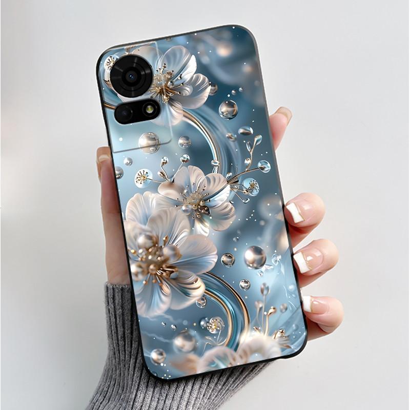 For TCL 50 LE K23 K24 Case Back Cover Luxury Butterfly Flowers Black Shockproof Soft Silicone Bumper Phone Casing TCL 50LE Coque