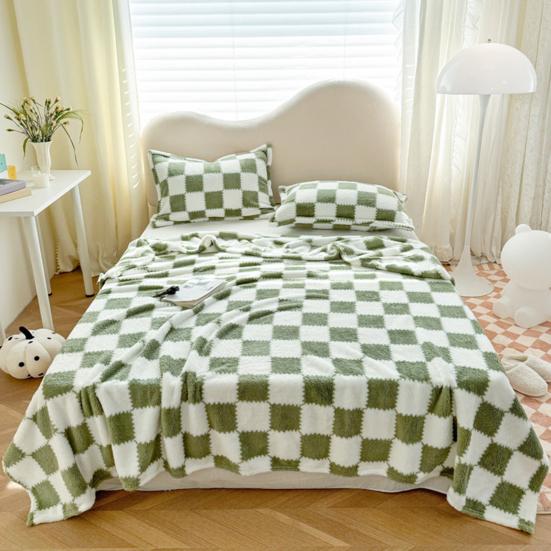 Плюшевое одеяло с шахматным узором, дышащее пушистое одеяло, клетчатое одеяло для всех сезонов, для дома, офиса, путешествий