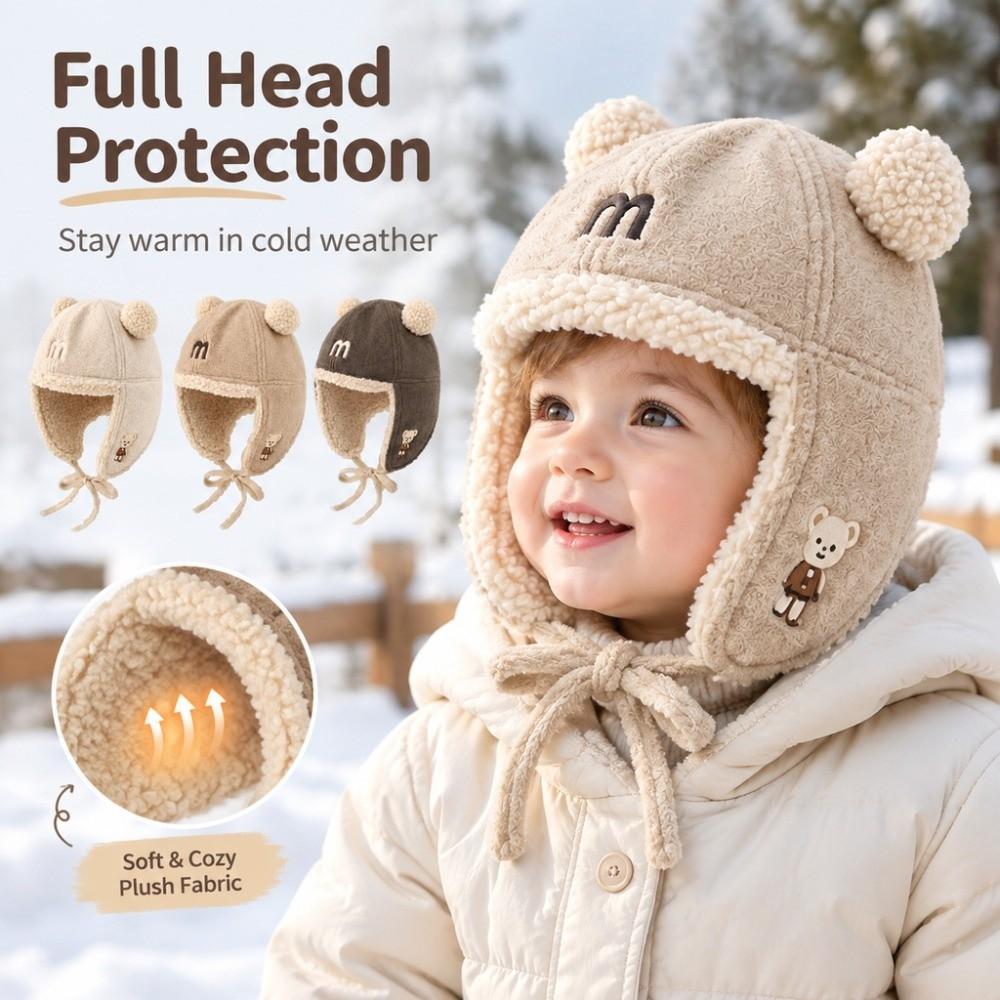 With Earflap Kids Hat Plush Winter Cap Cute Trapper Hat Kids