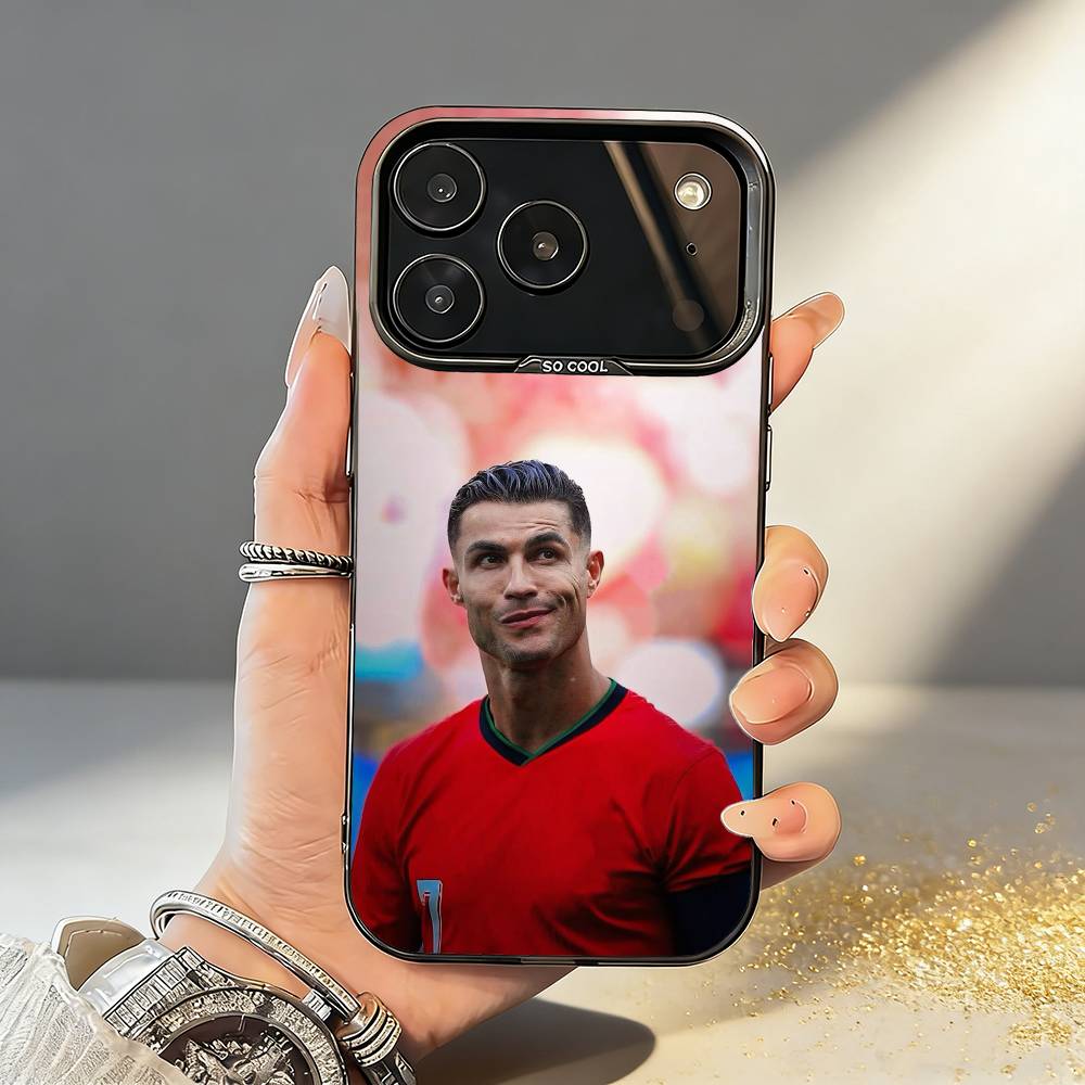 Чехол для телефона C-Cool C-Cristiano R-Ronaldo 7 для iPhone17 16 15 14 13 12 Pro Max Серый Черный Матовый Лазерный Металлик Аврора Funda
