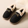 Fashion Women's Shoes Autumn and Winter Solid Color Round Toe Flat Bottomed Warm Plush Women's Cotton Shoes