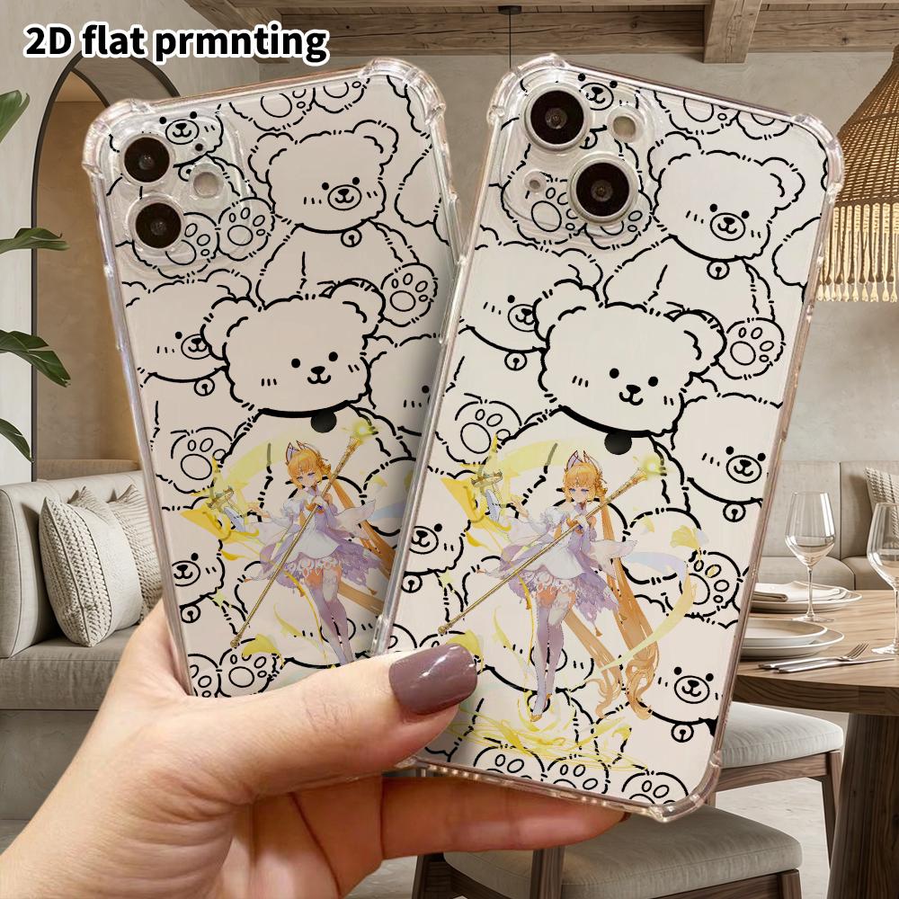 Phone Case: 2D flat, fits iPhone 18 17 16 15 14 13 Pro, transparent four corner protection, girl with white dress and magic wand, Christmas and Hallow