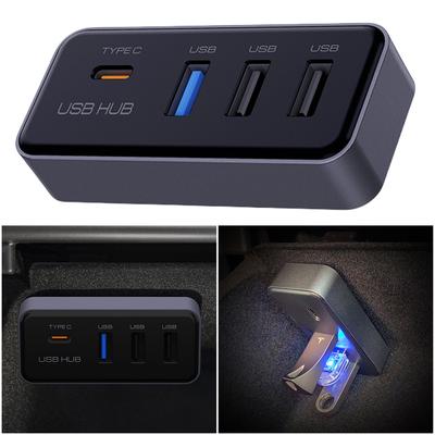 4-портовый USB-хаб-док-станция в бардачок, USB-адаптер для Tesla Model 3 Model Y, Автоаксессуары