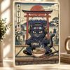 Gaming Samurai Cat Eating Ramen Metal Poster Perfect Gift for Fans Lovers Customized Wall Art Metal Sign for Vintage Decor Room