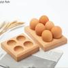 Деревянный ящик для хранения яиц, простой лоток для яиц из цельного дерева, подставка для хранения яиц, тарелка для демонстрации десертов и закусок, деревянная посуда, кухонные принадлежности