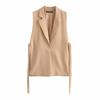 Women's European and American Style Lapel Sleeveless Side Streamer Design Suit Vest Jacket Women