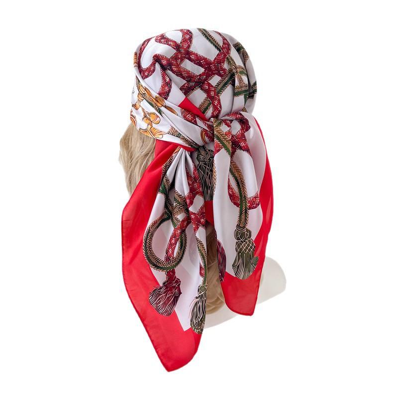 European and American court style equestrian simulation silk high-end square scarf silk scarf printed shawl scarf sunscreen headscarf scarf