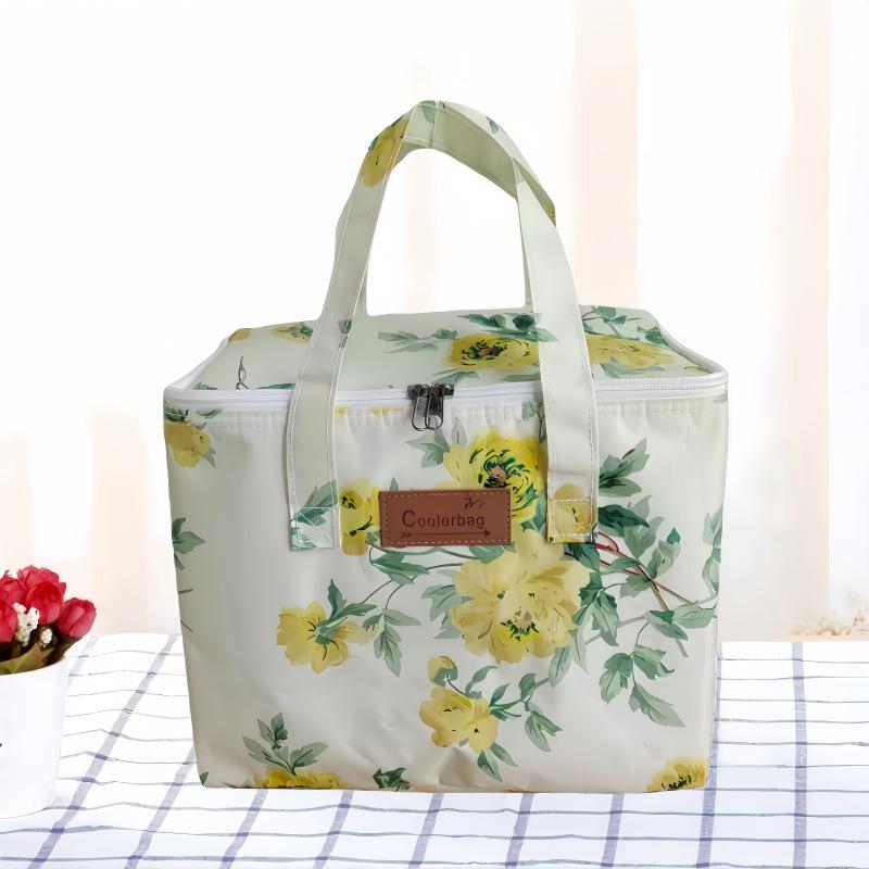 Oxford 4 Pockets Cooler Bag, Portable Handheld Insulated Lunch Bag, Outdoor Picnic Thermal Food Carrier