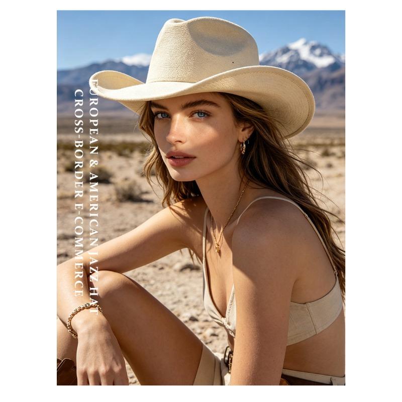 Unisex Suede Fedora Hat Solid Color Western Cowboy Jazz Hat