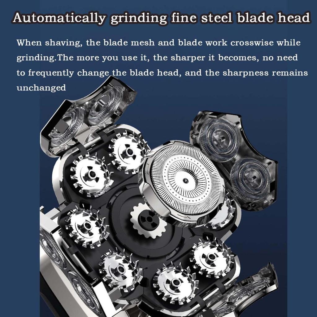 Бритва с плавающей головкой 9D, Съемные бритвы 6-в-1, Водонепроницаемая IPX7 для влажного/сухого бритья, Интеллектуальный светодиодный дисплей, Перезаряжаемая беспроводная
