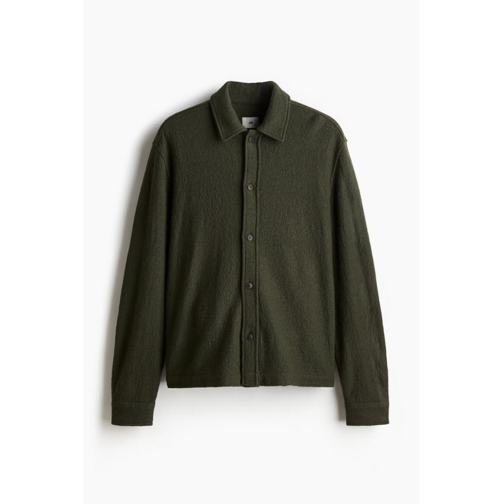 Верхняя одежда из смеси шерсти HM Regular Fit Dark kHaki Green