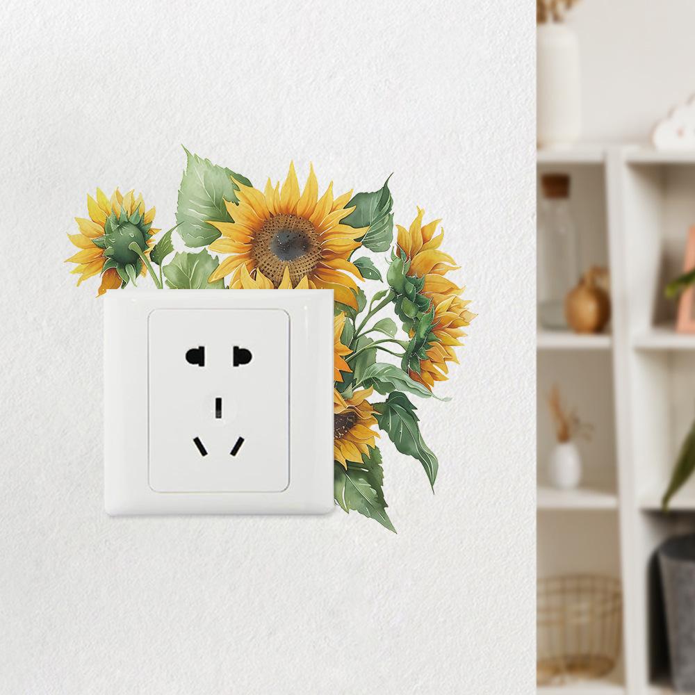 Fun-kg56 Painted Sunflower Switch Pasted Living Room Porch Home Beautification Wall Sticker