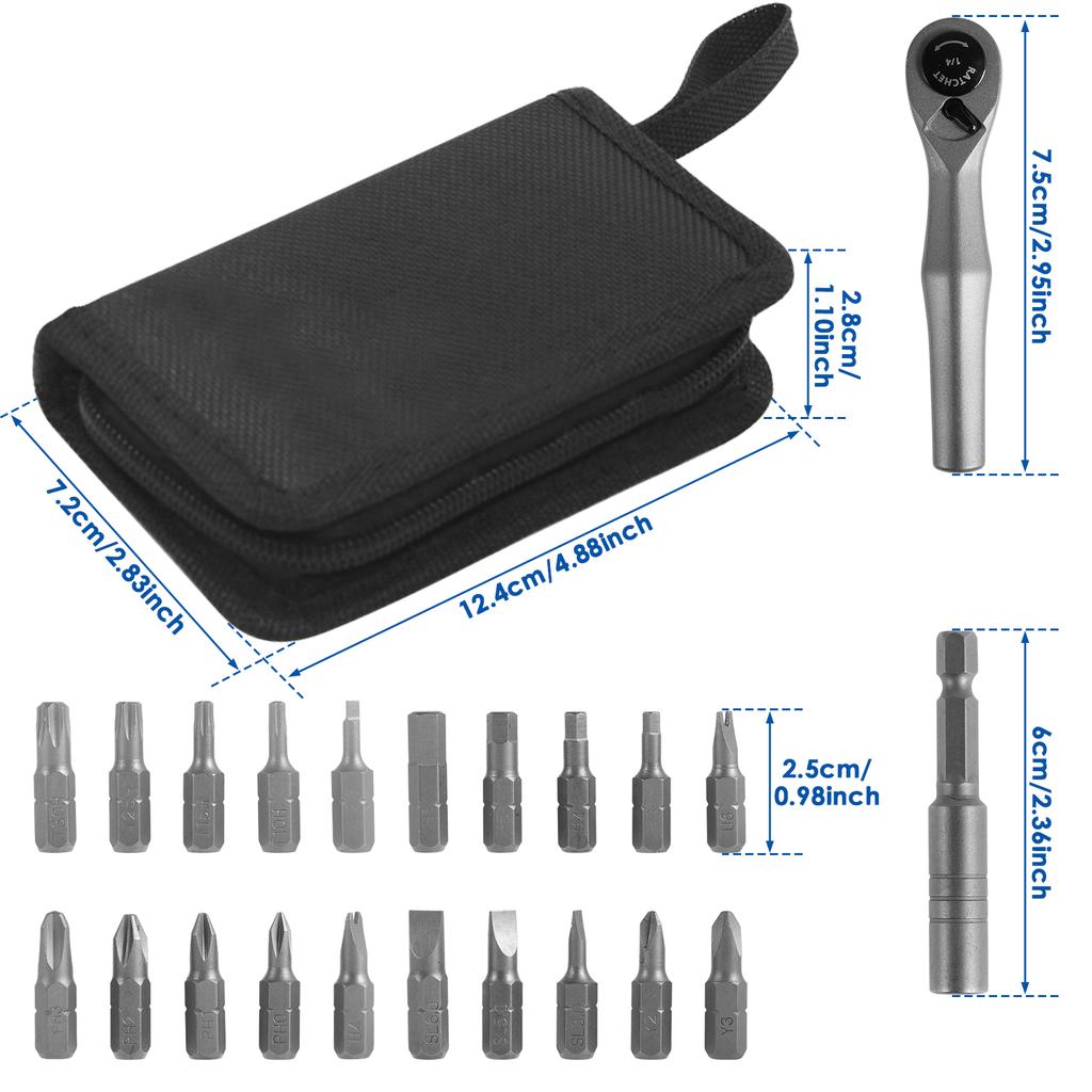 Набор мини-ключей с трещоткой 22 в 1, многоцелевой набор угловых отверток, быстросъемный ключ с трещоткой и высоким крутящим моментом, инструмент для ремонта