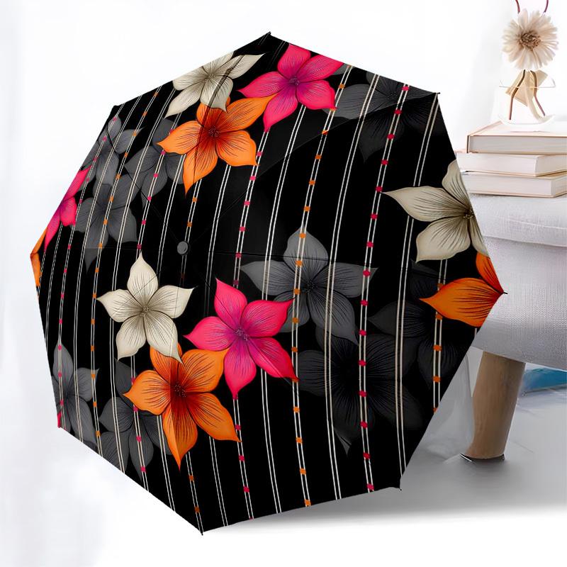1pc Colorful Floral Pattern Umbrella with Plastic Handle,Compact & Stylish,Suitable for All Seasons ptys26042