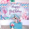 Mermaid Print Themed Design Birthday Decoration Background Cloth For Kids Party