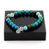 Stones and Minerals. Red Tiger Eye + Chrysocolla + Turquoise + Quartz Pearl Bracelet Made In France.